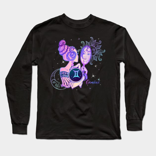 Gemini Astrology Horoscope Zodiac Birth Sign Gift for Women Long Sleeve T-Shirt by xena